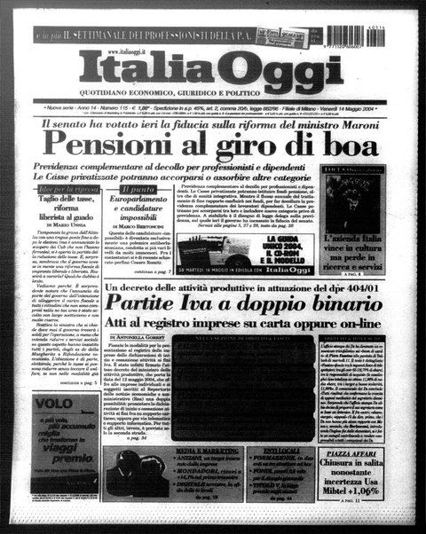 Italia oggi : quotidiano di economia finanza e politica